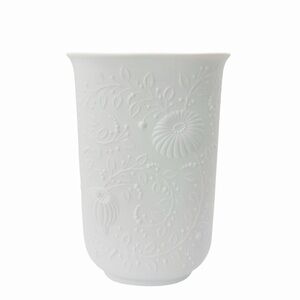 Kaiser W Germany Vase Bisque Porcelain 7" Embossed Onion Flower Vine Vintage